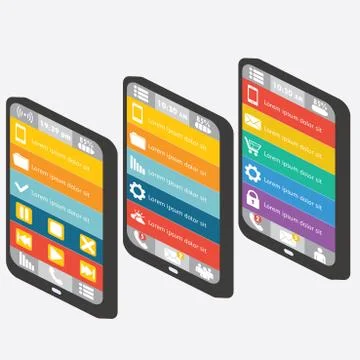 Set mobile interface and elements 库存插图