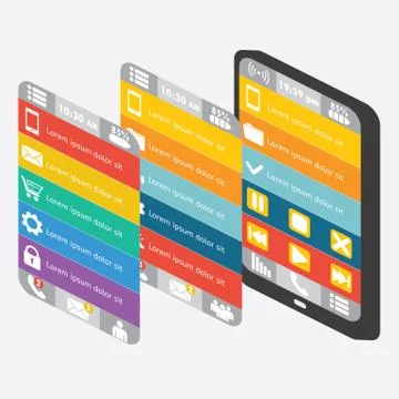 Set mobile interface and elements Stock Illustration