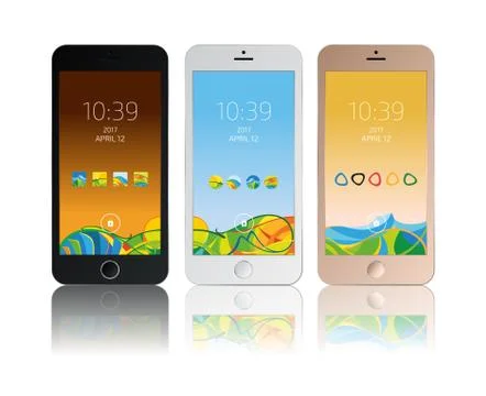 Set of mobile interfaces, vector illustration. Stock Illustration