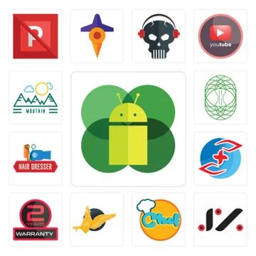 Set of mobile os a, jz, chef, gryphon, 2 years warranty, medicare, hair dress Free Stock Illustration