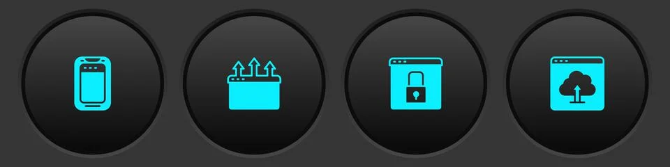 Set Mobile phone, Browser window, Secure your site with HTTPS, SSL and Cloud イラスト素材