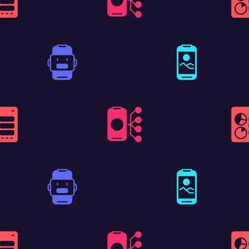 Set Mobile phone, Chat bot, Neural network and Computer api interface on イラスト素材