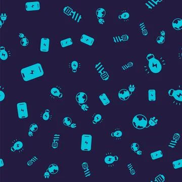 Set Mobile phone, Creative lamp light idea, LED bulb and Global energy planet Stock Illustration