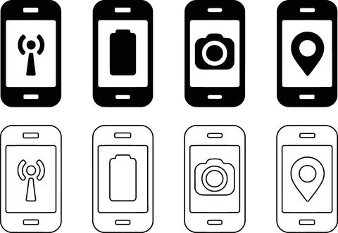 Set of mobile phone interface icons vector Stock Illustration