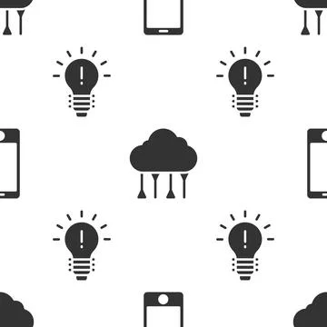 Set Mobile phone, Network cloud connection and Light bulb with concept of ide Illustrazione stock