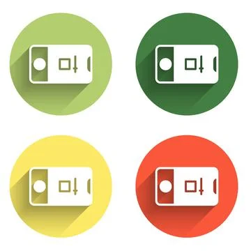 Set Mobile phone with record frame camera icon isolated with long shadow ba.. Illustrazione stock