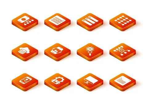 Set Mobile phone, Robot setting, Cloud database, Chat, Computer monitor Stockillustratie