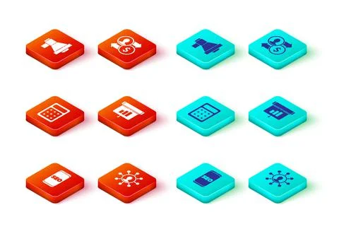 Set Mobile phone SEO optimization, Business network and communication Stockillustratie