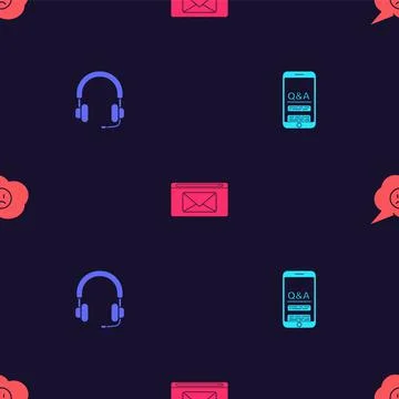 Set Mobile Question and Exclamation, Headphones, Mail e-mail and Speech bubble Stock Illustration