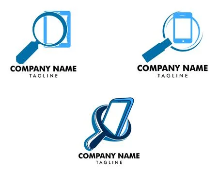 Set of Mobile Search Logo Design Template Stock Illustration