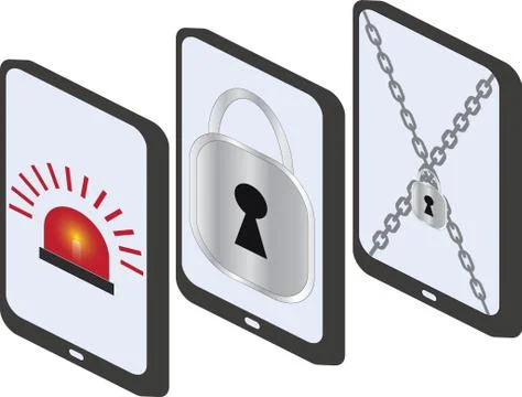 Set mobile security, vector illustration. Stock Illustration
