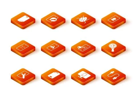 Set Mobile service, Glass screen protector, Dead mobile, with exclamation m.. 库存插图