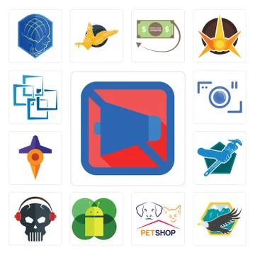 Set of mobile silent, eagle, petshop, os a, skull with headphone, plumber, tr Free Stock Illustration