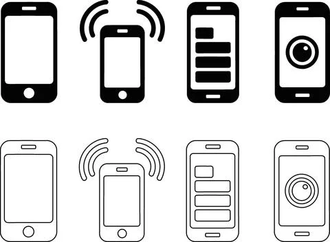 Set of mobile smartphone device icons vector Stock Illustration