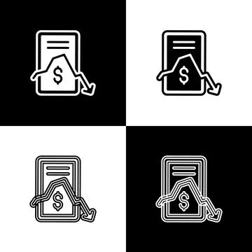 Set Mobile stock trading concept icon isolated on black and white background Stock Illustration