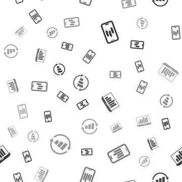 Set Mobile stock trading, with graph, Laptop chart and Graph infographic on Illustrazione stock