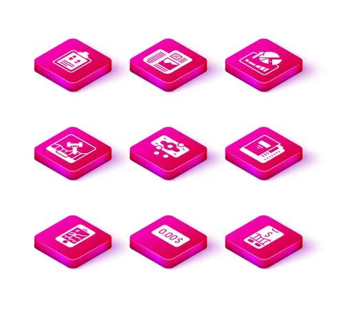 Set Mobile stock trading, Zero cost, Online internet auction, Stacks paper money Illustrazione stock