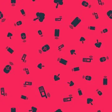 Set Mobile with wi-fi wireless, Cloud download, Wireless computer mouse and on Stock Illustration