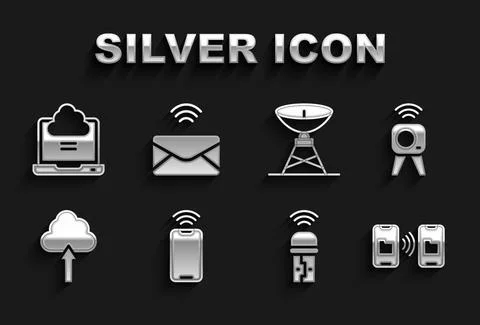 Set Mobile with wi-fi wireless, Web camera, Data transfer and storage, Usb Stock Illustration