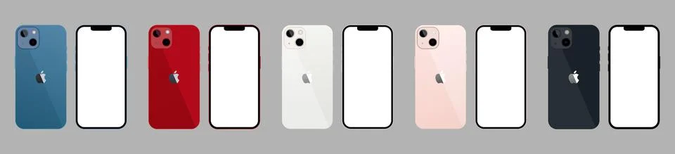 Set of mockup iphone 13 mini all colors Illustrazione stock