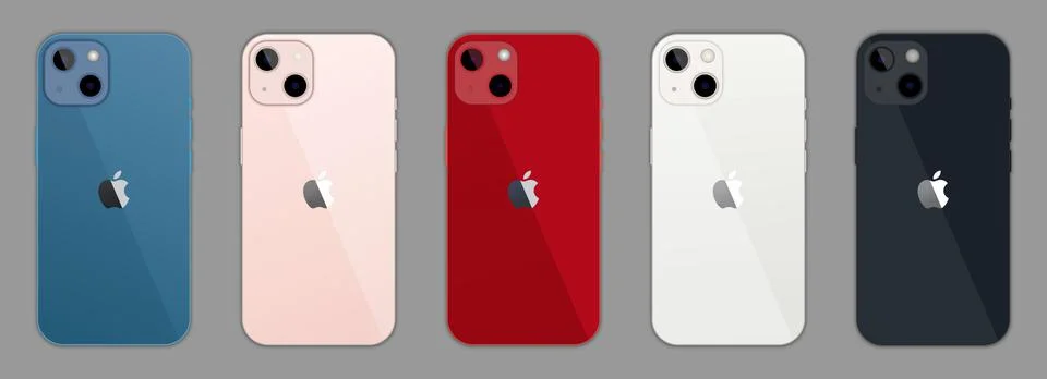 Set of mockup iphone 13 mini all colors Illustrazione stock