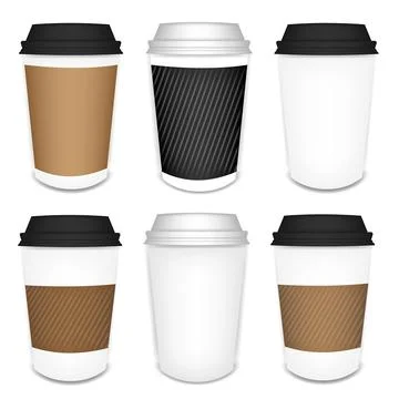 Set of mockups Critical coffee cups Cardboard coffee cup with empty space for Illustrazione stock