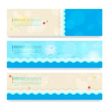 Set of modern abstract background in summer beach and sea theme Stock Illustration
