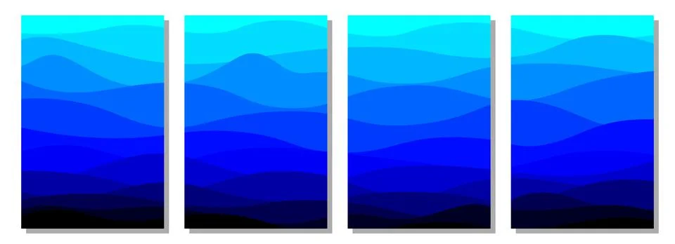 Set of modern abstract backgrounds with abstract gradient linear waves. flyer Stock Illustration