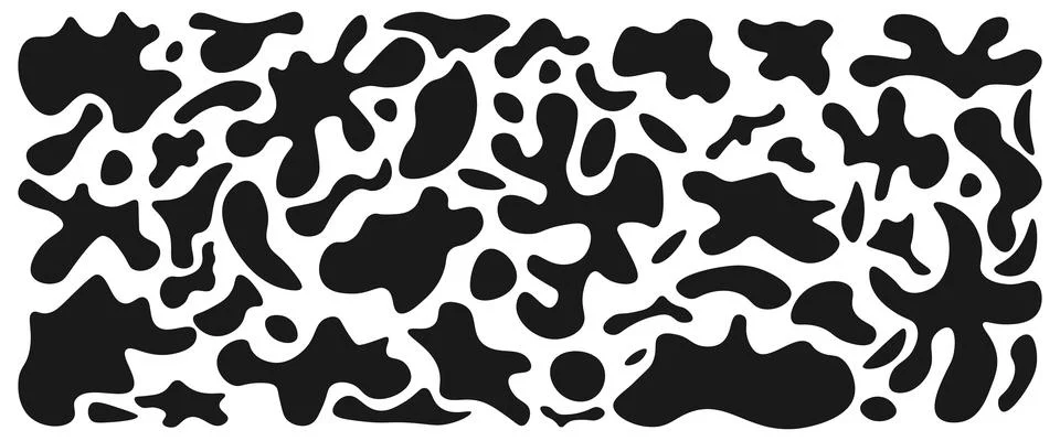 Set of modern abstract backgrounds with layered black organic blobs. Artist.. Stock Illustration