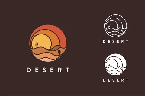 Set modern abstract flat colorful desert logo icon vector template Stock Illustration