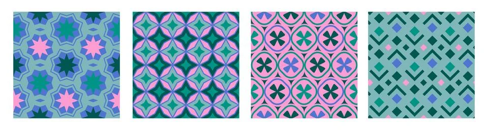 Set of modern abstract geometric patterns. Collection of patterns with simp.. Illustrazione stock
