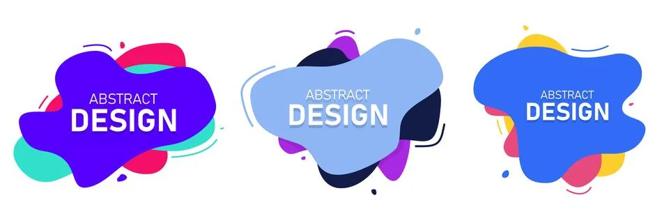 Set of modern abstract vector banners. Fluid organic colorful shapes. Abstract Stock Illustration