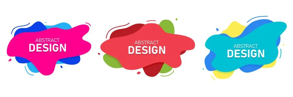 Set of modern abstract vector banners. Fluid organic colorful shapes. Abstract Stock Illustration