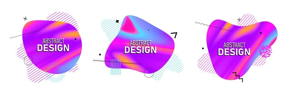 Set of modern abstract vector banners. Fluid organic colorful shapes. Abstract Stock Illustration