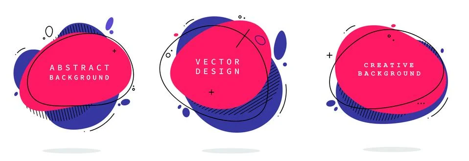 Set of modern abstract vector banners. Flat geometric shapes of different colors Stock Illustration