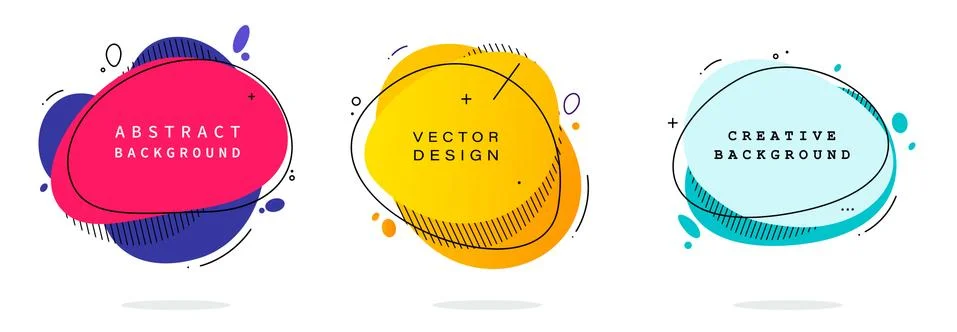 Set of modern abstract vector banners. Flat geometric shapes of different colors Stock Illustration