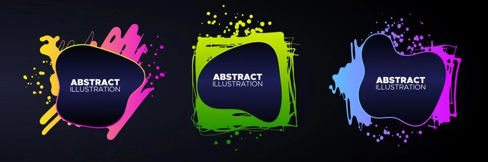 Set of modern abstract vector banners. Ink style shapes of gradient colors on Ilustración de archivo
