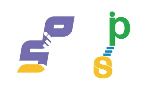 Set of modern alphabet tech logos Illustrazione stock
