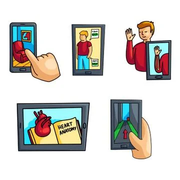 Set of modern augmented reality tool in everyday use 스톡 일러스트