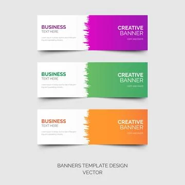 Set of modern banner template design in blue, pink and green color Stock Illustration