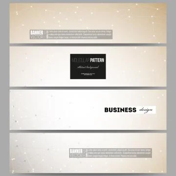 Set of modern banners. Abstract polygonal low poly backdrop with connecting dots Stock Illustration