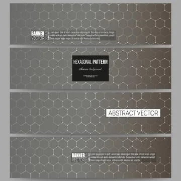 Set of modern banners. Chemistry pattern, hexagonal design vector illustration Stock Illustration