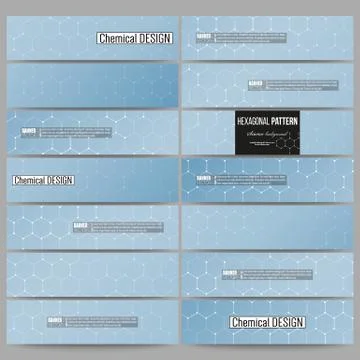 Set of modern banners. Chemistry pattern, hexagonal design vector illustration 스톡 일러스트