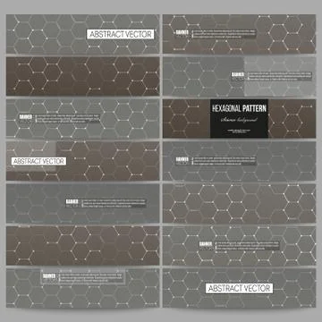 Set of modern banners. Chemistry pattern, hexagonal design vector illustration Stockillustratie