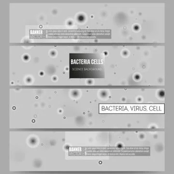 Set of modern banners. Molecular research, cells in gray, science vector Illustrazione stock