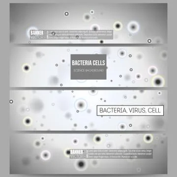 Set of modern banners. Molecular research, cells in gray, science vector 스톡 일러스트