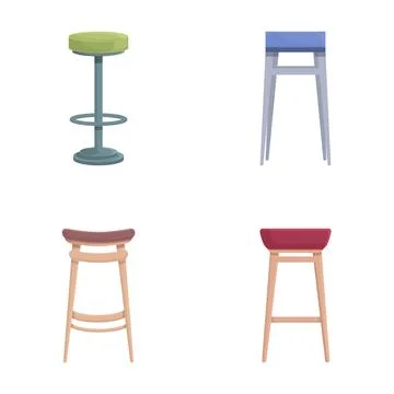 Set of modern bar stools isolated on white Illustrazione stock