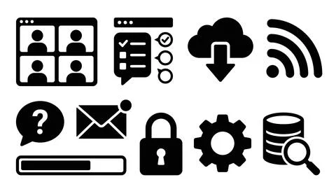 Set of modern business and technology icons for digital communication and d.. Stock Illustration