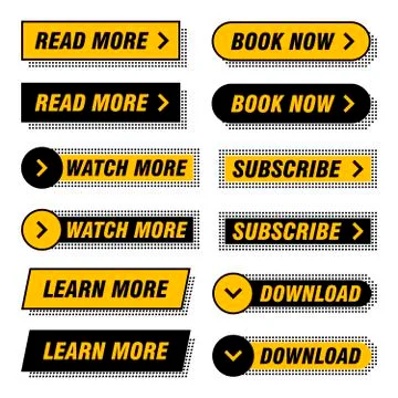 Set of modern buttons in different designs and colors like yellow, black, whi イラスト素材