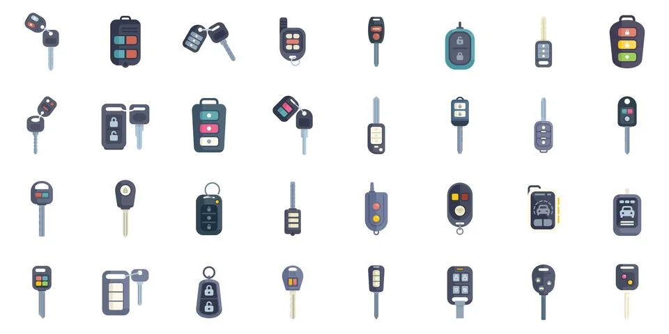 Set of modern car keys for locking and unlocking vehicles Stock Illustration